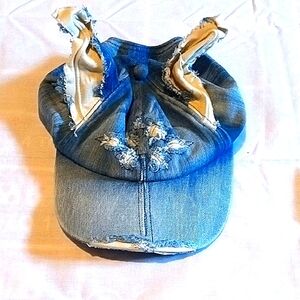 Distressed Denim Kids Animal Ear Cap/Hat